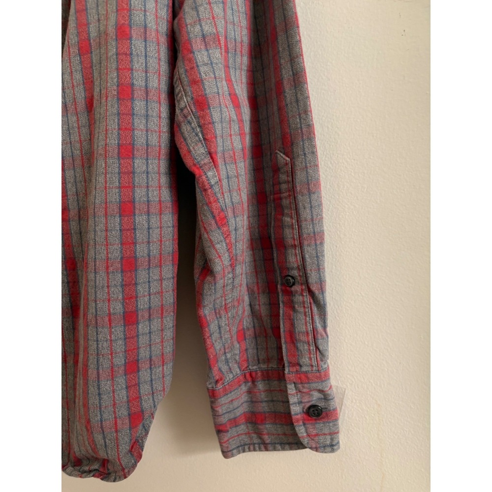 J.Crew Mens Plaid Button Down Shirt Red‎ Gray Long Sleeve Pocket Preppy M - Picture 7 of 8